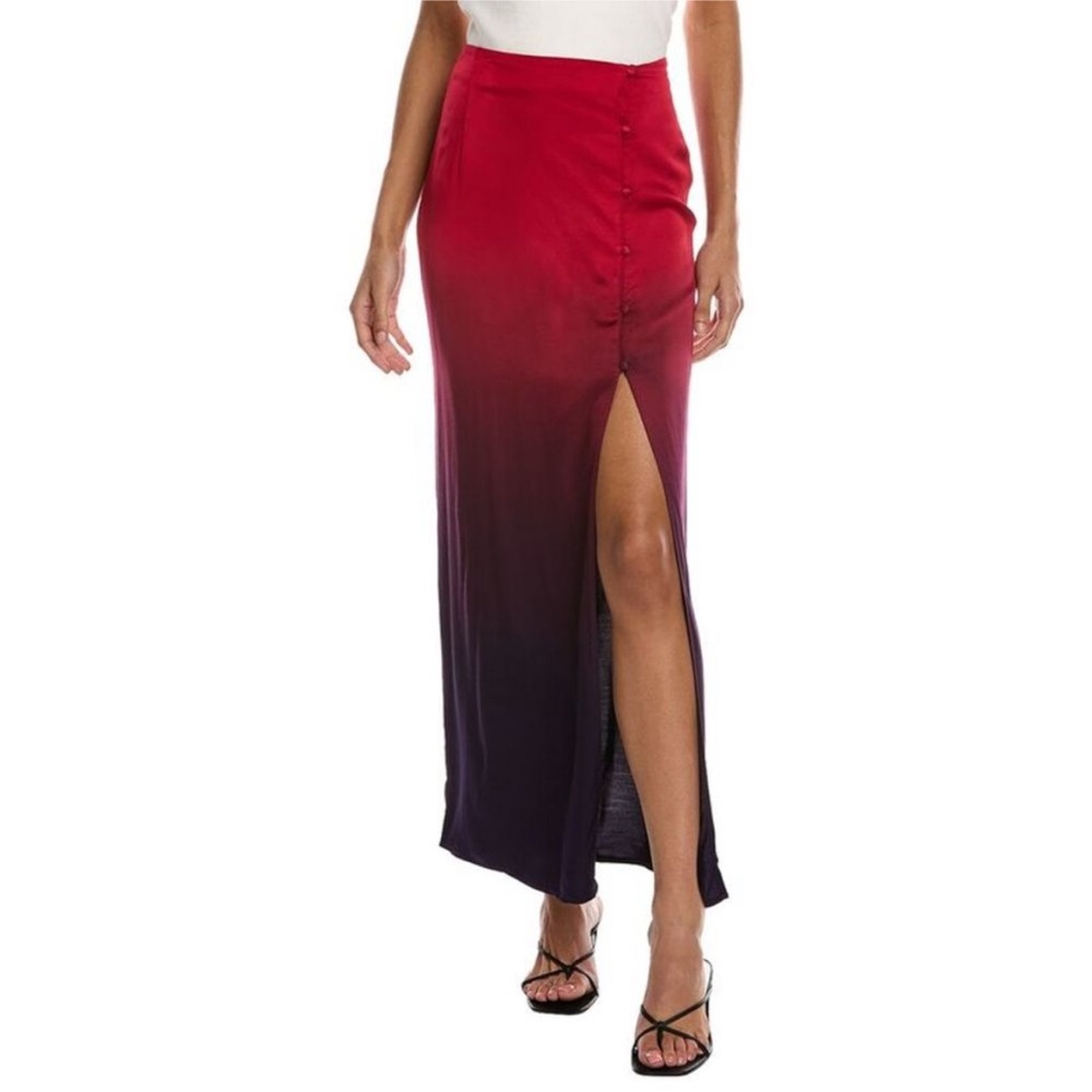 NWT Chaser Silky Midi Skirt Wine Dip Dye